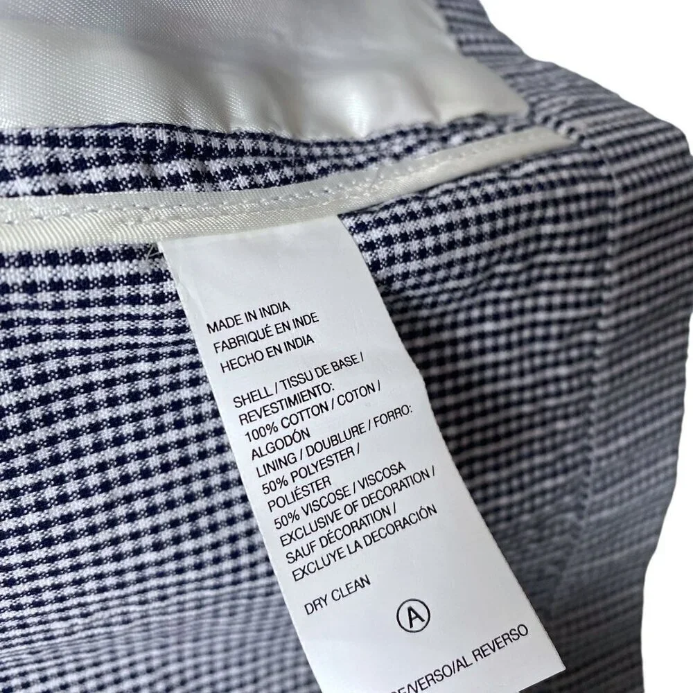 NEW IZOD Mens Blazer Medium Cotton Blue Check Preppy Sport Jacket NWT